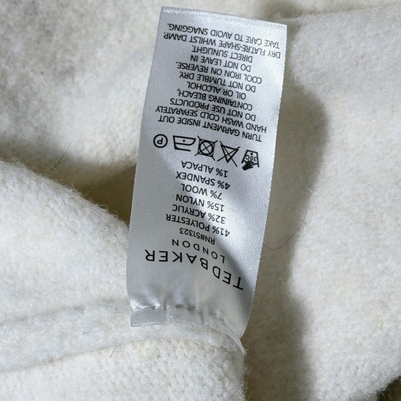 Ted Baker London Floral Jacquard Cozy Wool Alpaca Sweater Cream/Ivory Large $175 - Picture 8 of 9